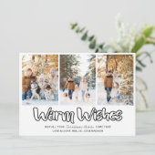 Warm Wishes Outline Lettering 3 Vertical Photo Feestdagenkaart (Staand voorkant)