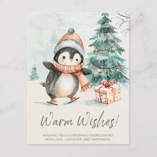 Warm Wishes Penguin Feestdagenkaart (Voorkant)