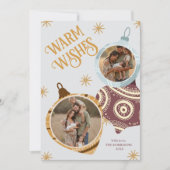 Warm Wishes Personalized Modern Ornament Feestdagenkaart (Voorkant)