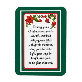 Warm wishes poinsettia christmas card magneet