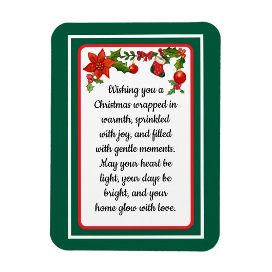 Warm wishes poinsettia christmas card magneet (Verticaal)
