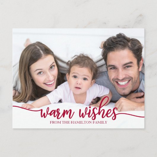 Warm Wishes Red Calligraphy Briefkaart (Voorkant)