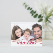 Warm Wishes Red Calligraphy Briefkaart (Staand voorkant)