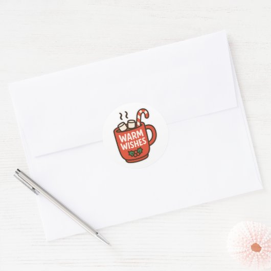 Warm wishes ronde sticker (Envelop)