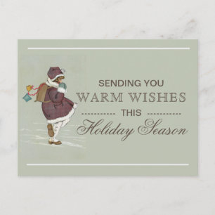 Warm Wishes  School Girl Kerstfeestdag Briefkaart