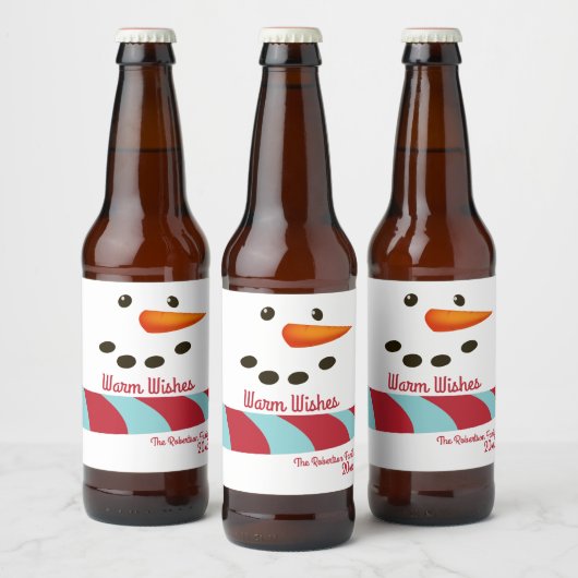 Warm Wishes, Snowman Holiday Bier Etiket (Flessen)