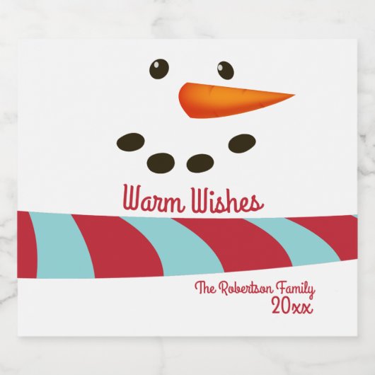 Warm Wishes, Snowman Holiday Bier Etiket (Enkel label)