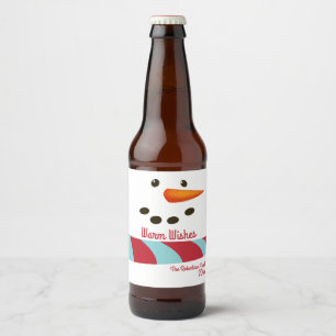 Warm Wishes, Snowman Holiday Bier Etiket