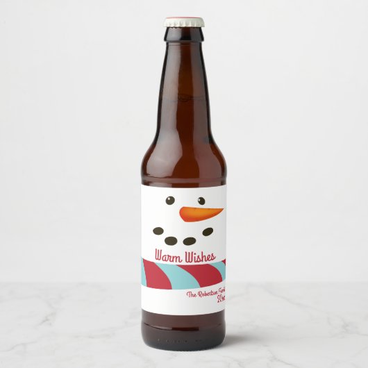 Warm Wishes, Snowman Holiday Bier Etiket (Voorkant)