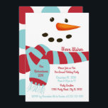 Warm Wishes, Snowman Holiday Party Invitations Kaart<br><div class="desc">Warm Wishes,  Snowman Feestfeest. Dit leuke en vriendelijke Snowman-gezicht heeft wortelneus,  steenkoologen en mond met een blauwgroen en rode sjaal. Voeg een aangepast contact toe aan uw vakantiefeest met deze winter,  een sneeuwpop.
Extra coördinerende Snowman partijbenodigdheden zijn beschikbaar in onze Warm Wishes,  Snowman Holiday collectie bij MetroEvents op Zazzle.</div>