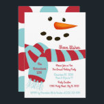 Warm Wishes, Snowman Holiday Party Invitations Kaart<br><div class="desc">Warm Wishes,  Snowman Feestfeest. Dit leuke en vriendelijke Snowman-gezicht heeft wortelneus,  steenkoologen en mond met een blauwgroen en rode sjaal. Voeg een aangepast contact toe aan uw vakantiefeest met deze winter,  een sneeuwpop.
Extra coördinerende Snowman partijbenodigdheden zijn beschikbaar in onze Warm Wishes,  Snowman Holiday collectie bij MetroEvents op Zazzle.</div>