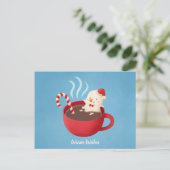 Warm Wishes Snowman in Cocoa Cup Briefkaart (Staand voorkant)