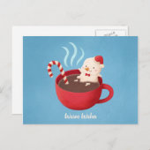 Warm Wishes Snowman in Cocoa Cup Briefkaart (Voorkant / Achterkant)