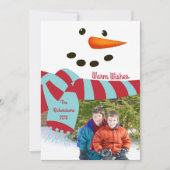Warm Wishes, Snowman Photo Card Kaart (Voorkant)