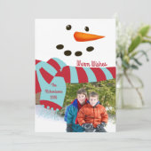 Warm Wishes, Snowman Photo Card Kaart (Staand voorkant)