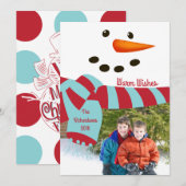 Warm Wishes, Snowman Photo Card Kaart (Voorkant / Achterkant)