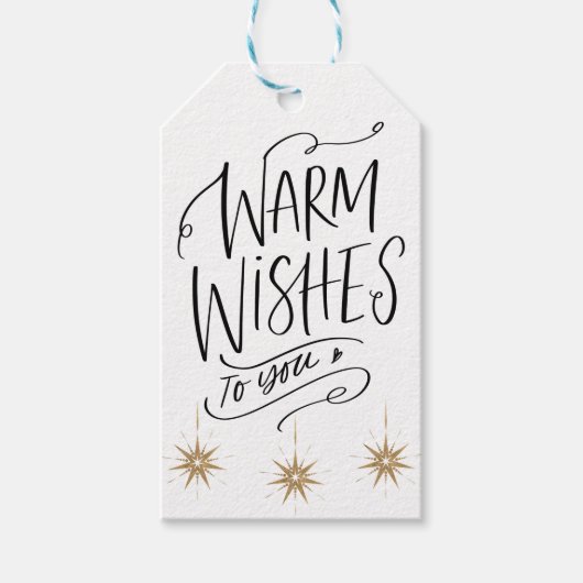 Warm Wishes To You Christmas Script Typografie Cadeaulabel (Voorkant)