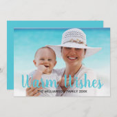 Warm Wishes Turquoise Beach Kerstfotokaart Feestdagenkaart (Voorkant / Achterkant)