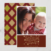 Warm Wishes Typografie Foto met kerstmis Kaart (Voorkant / Achterkant)