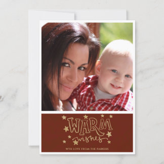 Warm Wishes Typografie Foto met kerstmis Kaart