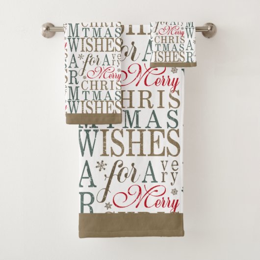 Warm Wishes Typografie Red/Green ID589 Bad Handdoek (Insitu)
