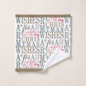 Warm Wishes Typografie Red/Green ID589 Bad Handdoek (Wasdoekje)