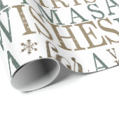 Warm Wishes Typografie Red/Green ID589 Cadeaupapier (Rol Hoek)