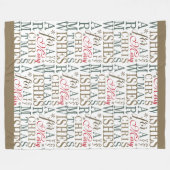 Warm Wishes Typografie Red/Green ID589 Fleece Deken (Voorkant (Horizontaal))