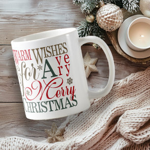 Warm Wishes Typografie Red/Green ID589 Koffiemok