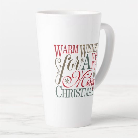 Warm Wishes Typografie Red/Green ID589 Latte Mok (Rechterhoek)