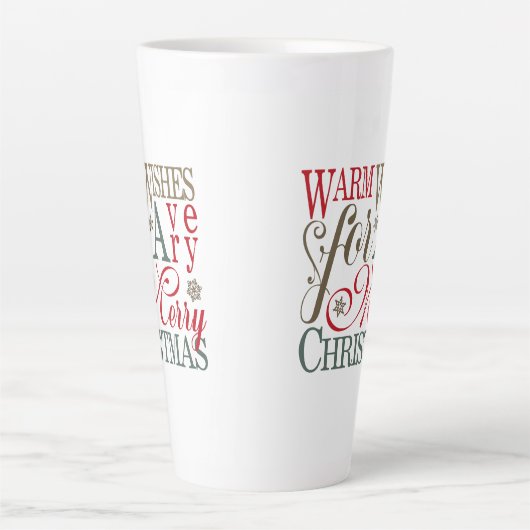 Warm Wishes Typografie Red/Green ID589 Latte Mok (Voorkant)