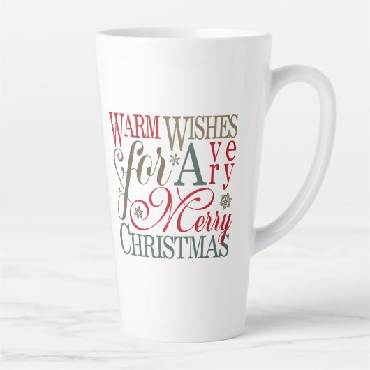 Warm Wishes Typografie Red/Green ID589 Latte Mok (Rechts)