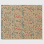 Warm Wishes Typography Kraft Paper Red/Green ID589 Cadeaupapier (Vlak)