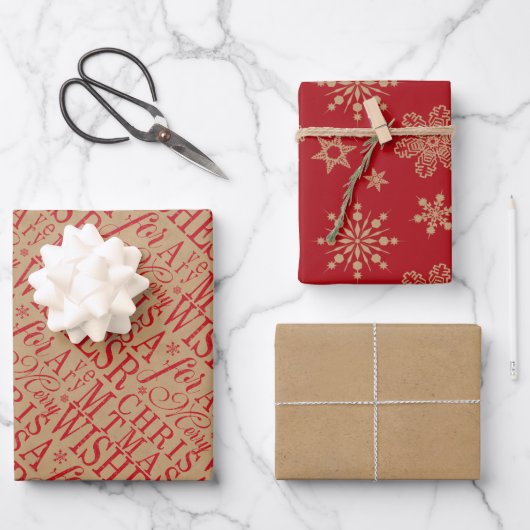 Warm Wishes Typography Kraft Paper Red ID589 (Voorkant)