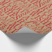 Warm Wishes Typography Kraft Paper Red ID589 Cadeaupapier (Hoek)