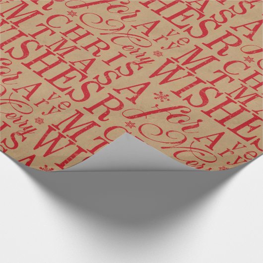 Warm Wishes Typography Kraft Paper Red ID589 Cadeaupapier (Hoek)