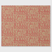 Warm Wishes Typography Kraft Paper Red ID589 Cadeaupapier (Vlak)
