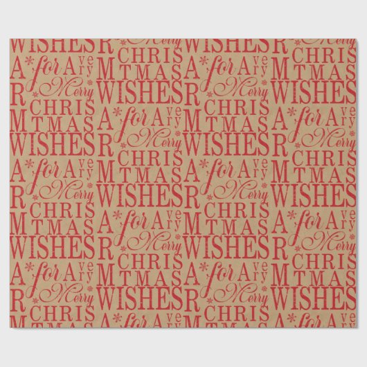 Warm Wishes Typography Kraft Paper Red ID589 Cadeaupapier (Vlak)
