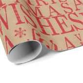 Warm Wishes Typography Kraft Paper Red ID589 Cadeaupapier (Rol Hoek)
