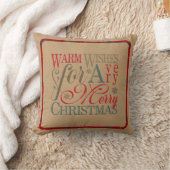 Warm Wishes Typography Kraft & Tartan Red ID589 Kussen (Deken)