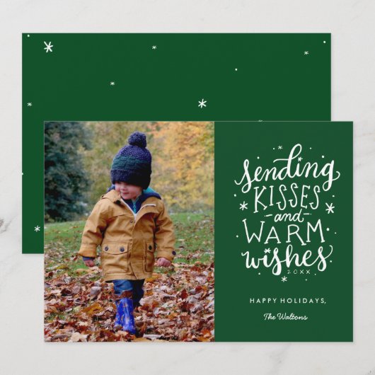 Warm Wishes Vakantie Fotokaart Feestdagenkaart (Voorkant / Achterkant)