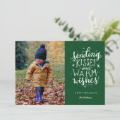 Warm Wishes Vakantie Fotokaart Feestdagenkaart (Staand voorkant)