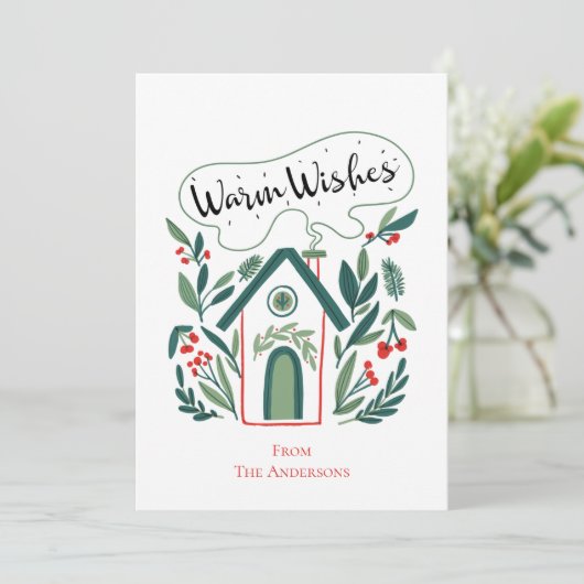 Warm Wishes Vakantiehuis Vakantie Kaart (Staand voorkant)