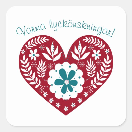Warm Wishes Varma lyckönskningar! Scandinavisch Vierkante Sticker (Voorkant)