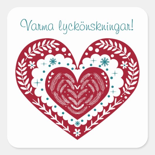 Warm Wishes Varma lyckönskningar! Scandinavisch Vierkante Sticker (Voorkant)