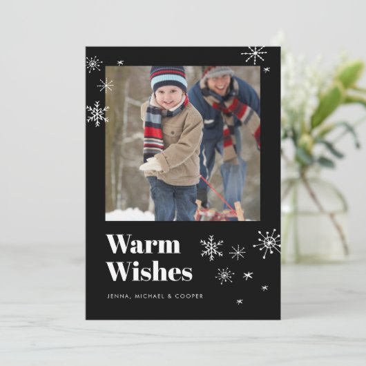 WARM WISHES Voeg uw familiefoto toe (Staand voorkant)
