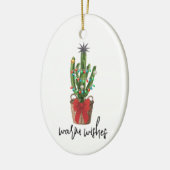 Warm Wishes Waterverf Cactus Houseplant Kerstmis Keramisch Ornament (Links)