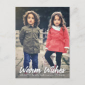 Warm Wishes White Script Vertical Holiday Photo Briefkaart (Voorkant)