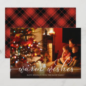 Warm Wishes Wit Script Foto Vakantie Kaart (Voorkant / Achterkant)