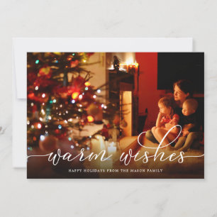 Warm Wishes Wit Script Foto Vakantie Kaart